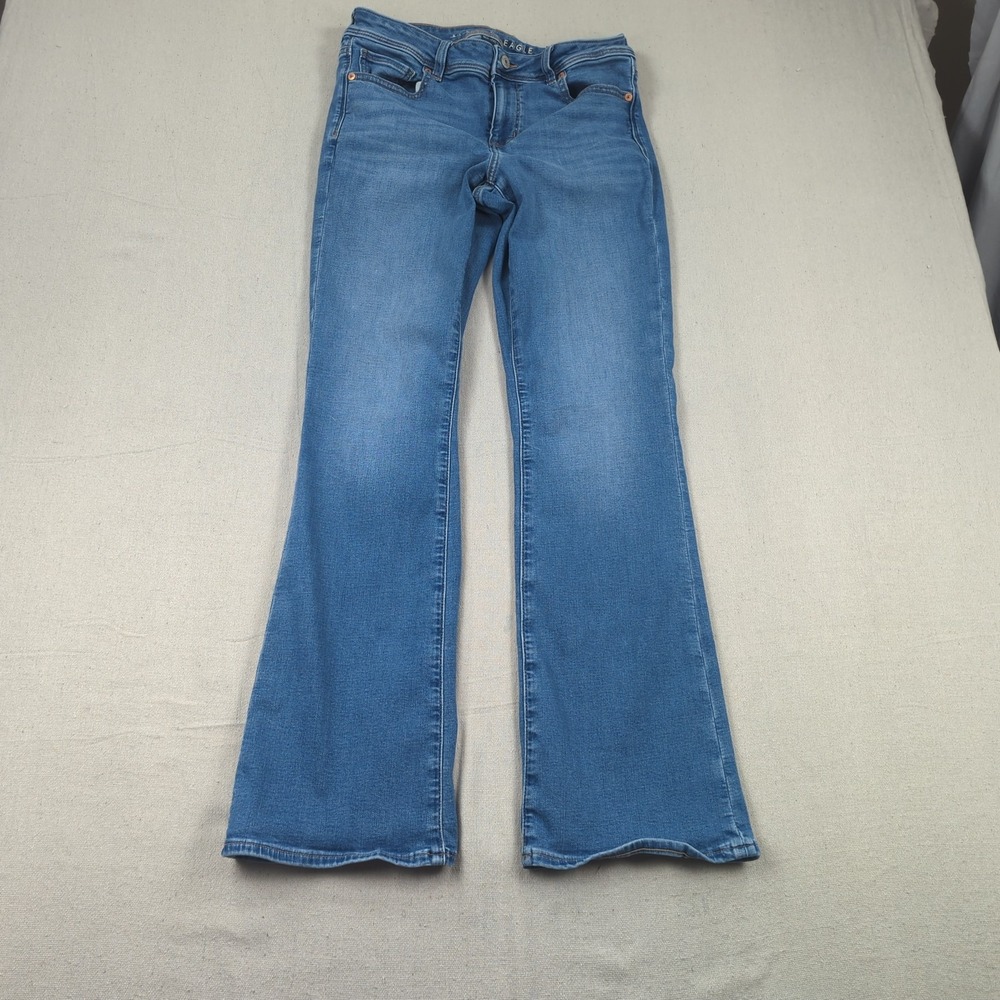American Eagle Jeans Womens 8 Blue Kick Boot Cut Stretch Western Boho Cowgirl